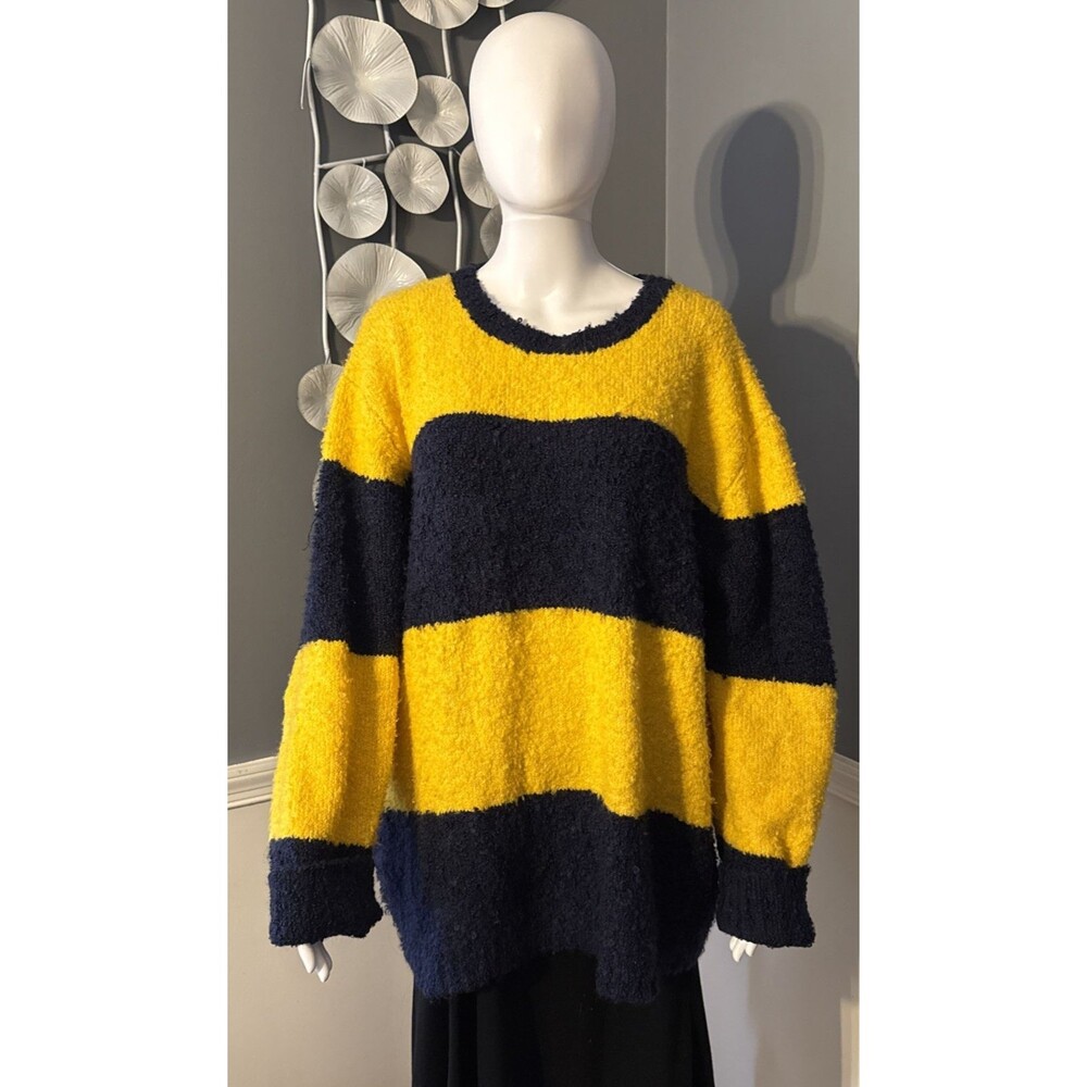 Rowing Blazers x Target Collab Deep Pile Sherpa Sweatshirt Sweater Stripe SZ XL